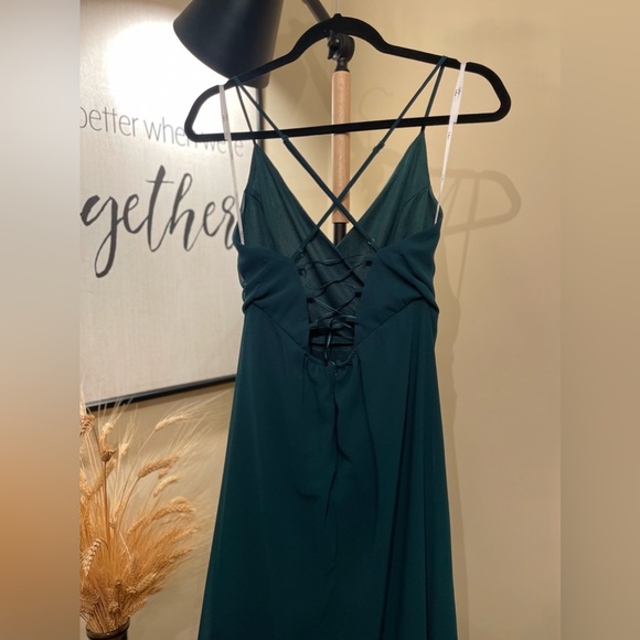 Lulu’s In Love Forever Emerald Green Lace-Up High-Low Maxi Dress - Picture 13 of 15